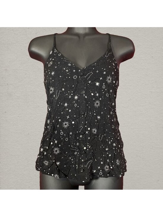 No Boundaries Tops - No Boundaries Celestial Star Print Button Front Tank Top S